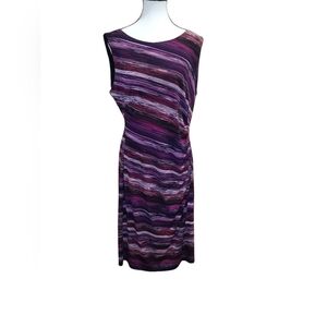 Connected Apparel Asymmetrical Purple Striped Dress